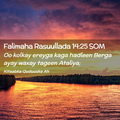 Picture 02 - Falimaha Rasuullada 14:25 SOM - Oo kolkay ereyga kaga hadleen Berga ayay waxay - Bible Verse Picture