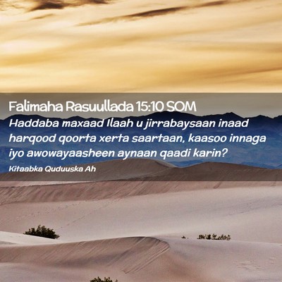 Picture 02 - Falimaha Rasuullada 15:10 SOM - Haddaba maxaad Ilaah u jirrabaysaan inaad harqood - Bible Verse Picture