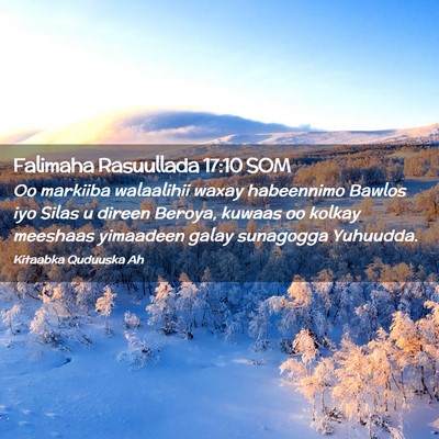 Picture 02 - Falimaha Rasuullada 17:10 SOM - Oo markiiba walaalihii waxay habeennimo Bawlos - Bible Verse Picture