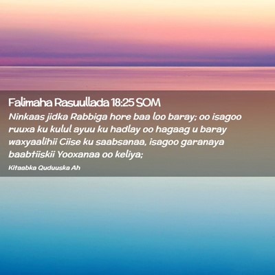 Picture 02 - Falimaha Rasuullada 18:25 SOM - Ninkaas jidka Rabbiga hore baa loo baray; oo - Bible Verse Picture