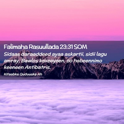 Picture 02 - Falimaha Rasuullada 23:31 SOM - Sidaas daraaddeed ayaa askartii, sidii lagu - Bible Verse Picture