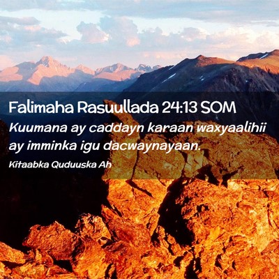 Picture 02 - Falimaha Rasuullada 24:13 SOM - Kuumana ay caddayn karaan waxyaalihii ay imminka - Bible Verse Picture