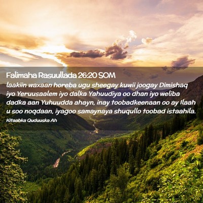 Picture 02 - Falimaha Rasuullada 26:20 SOM - laakiin waxaan horeba ugu sheegay kuwii joogay - Bible Verse Picture