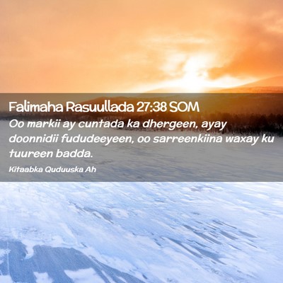 Picture 02 - Falimaha Rasuullada 27:38 SOM - Oo markii ay cuntada ka dhergeen, ayay doonnidii - Bible Verse Picture