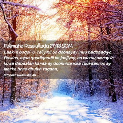 Picture 02 - Falimaha Rasuullada 27:43 SOM - Laakiin boqol-u-taliyihii oo doonayay inuu - Bible Verse Picture
