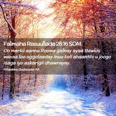 Picture 02 - Falimaha Rasuullada 28:16 SOM - Oo markii aannu Rooma galnay ayaa Bawlos waxaa - Bible Verse Picture
