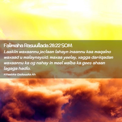 Picture 02 - Falimaha Rasuullada 28:22 SOM - Laakiin waxaannu jeclaan lahayn inaannu kaa - Bible Verse Picture
