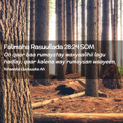 Picture 02 - Falimaha Rasuullada 28:24 SOM - Oo qaar baa rumaystay waxyaalihii lagu hadlay, - Bible Verse Picture