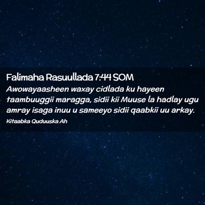 Picture 02 - Falimaha Rasuullada 7:44 SOM - Awowayaasheen waxay cidlada ku hayeen taambuuggii - Bible Verse Picture