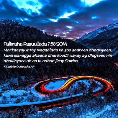 Picture 02 - Falimaha Rasuullada 7:58 SOM - Markaasay intay magaalada ka soo saareen - Bible Verse Picture