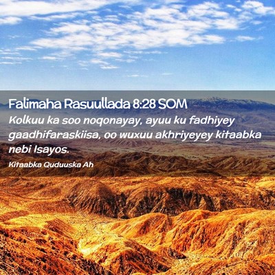 Picture 02 - Falimaha Rasuullada 8:28 SOM - Kolkuu ka soo noqonayay, ayuu ku fadhiyey - Bible Verse Picture