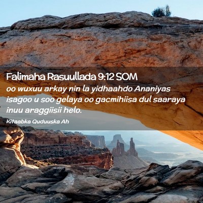 Picture 02 - Falimaha Rasuullada 9:12 SOM - oo wuxuu arkay nin la yidhaahdo Ananiyas isagoo u - Bible Verse Picture