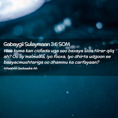 Picture 02 - Gabaygii Sulaymaan 3:6 SOM - Waa kuma kan cidlada uga soo baxaya sida tiirar - Bible Verse Picture