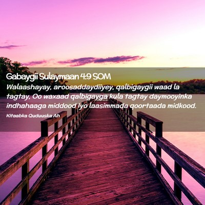 Picture 02 - Gabaygii Sulaymaan 4:9 SOM - Walaashayay, aroosaddaydiiyey, qalbigaygii waad - Bible Verse Picture
