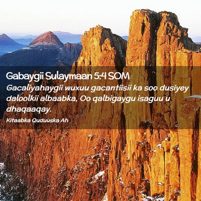 Picture 02 - Gabaygii Sulaymaan 5:4 SOM - Gacaliyahaygii wuxuu gacantiisii ka soo dusiyey - Bible Verse Picture
