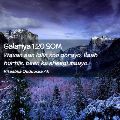 Picture 02 - Galatiya 1:20 SOM - Waxan aan idiin soo qorayo, Ilaah hortiis, been - Bible Verse Picture