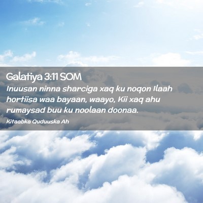 Picture 02 - Galatiya 3:11 SOM - Inuusan ninna sharciga xaq ku noqon Ilaah - Bible Verse Picture