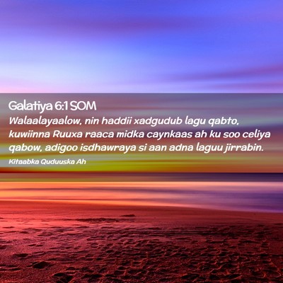 Picture 02 - Galatiya 6:1 SOM - Walaalayaalow, nin haddii xadgudub lagu qabto, - Bible Verse Picture
