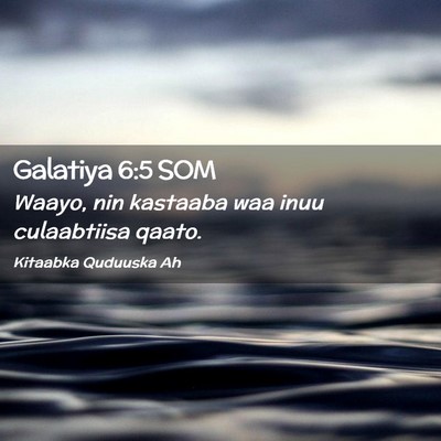 Picture 02 - Galatiya 6:5 SOM - Waayo, nin kastaaba waa inuu culaabtiisa - Bible Verse Picture