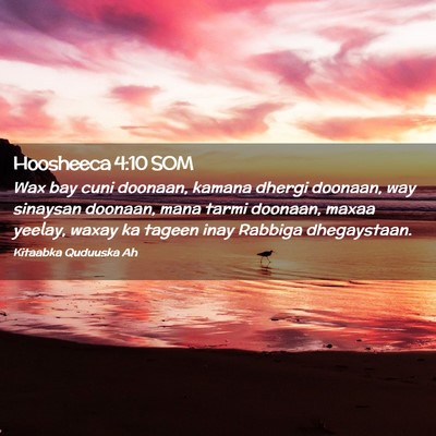 Picture 02 - Hoosheeca 4:10 SOM - Wax bay cuni doonaan, kamana dhergi doonaan, way - Bible Verse Picture