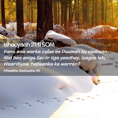 Picture 02 - Ishacyaah 21:11 SOM - Kanu waa warka culus ee Duumah ku saabsan. Mid - Bible Verse Picture