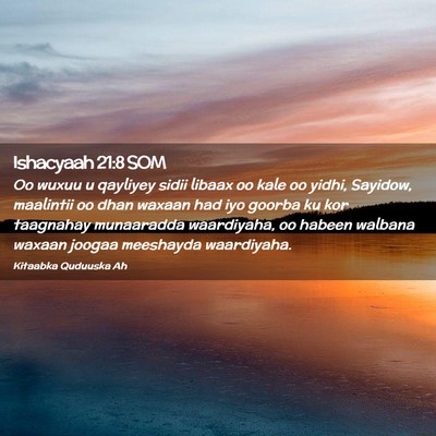 Picture 02 - Ishacyaah 21:8 SOM - Oo wuxuu u qayliyey sidii libaax oo kale oo - Bible Verse Picture