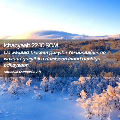 Picture 02 - Ishacyaah 22:10 SOM - Oo waxaad tiriseen guryihii Yeruusaalem, oo - Bible Verse Picture