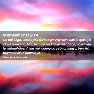 Picture 02 - Ishacyaah 22:13 SOM - Oo bal eega, waxaa jira farxad iyo rayrayn, dibi - Bible Verse Picture