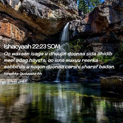 Picture 02 - Ishacyaah 22:23 SOM - Oo waxaan isaga u dhuujin doonaa sida dhidib meel - Bible Verse Picture