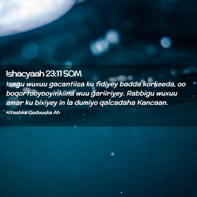 Picture 02 - Ishacyaah 23:11 SOM - Isagu wuxuu gacantiisa ku fidiyey badda korkeeda, - Bible Verse Picture