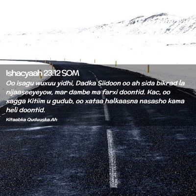 Picture 02 - Ishacyaah 23:12 SOM - Oo isagu wuxuu yidhi, Dadka Siidoon oo ah sida - Bible Verse Picture
