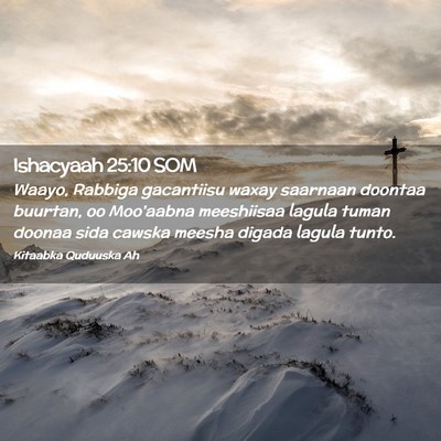 Picture 02 - Ishacyaah 25:10 SOM - Waayo, Rabbiga gacantiisu waxay saarnaan doontaa - Bible Verse Picture
