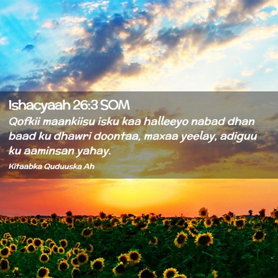 Picture 02 - Ishacyaah 26:3 SOM - Qofkii maankiisu isku kaa halleeyo nabad dhan - Bible Verse Picture