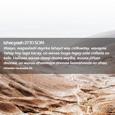 Picture 02 - Ishacyaah 27:10 SOM - Waayo, magaaladii deyrka lahayd way cidlowday, - Bible Verse Picture