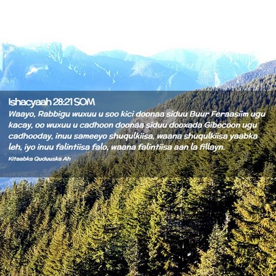 Picture 02 - Ishacyaah 28:21 SOM - Waayo, Rabbigu wuxuu u soo kici doonaa siduu Buur - Bible Verse Picture