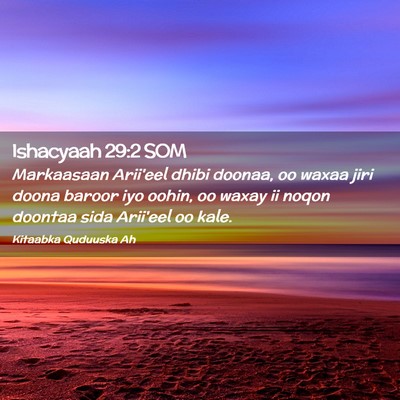 Picture 02 - Ishacyaah 29:2 SOM - Markaasaan Arii'eel dhibi doonaa, oo waxaa jiri - Bible Verse Picture