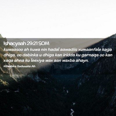 Picture 02 - Ishacyaah 29:21 SOM - kuwaasoo ah kuwa nin hadal aawadiis xumaanfale - Bible Verse Picture