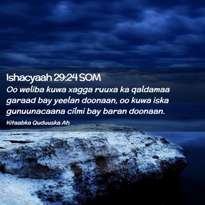 Picture 02 - Ishacyaah 29:24 SOM - Oo weliba kuwa xagga ruuxa ka qaldamaa garaad bay - Bible Verse Picture
