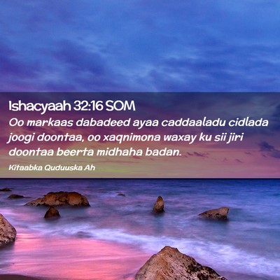 Picture 02 - Ishacyaah 32:16 SOM - Oo markaas dabadeed ayaa caddaaladu cidlada joogi - Bible Verse Picture
