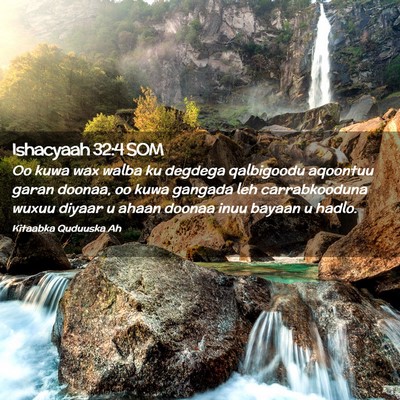 Picture 02 - Ishacyaah 32:4 SOM - Oo kuwa wax walba ku degdega qalbigoodu aqoontuu - Bible Verse Picture