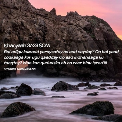 Picture 02 - Ishacyaah 37:23 SOM - Bal adigu kumaad yaraysatay oo aad cayday? Oo bal - Bible Verse Picture