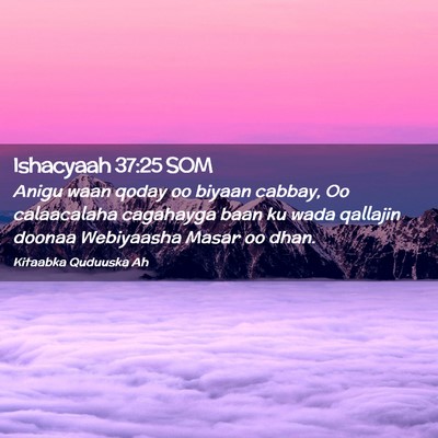 Picture 02 - Ishacyaah 37:25 SOM - Anigu waan qoday oo biyaan cabbay, Oo calaacalaha - Bible Verse Picture