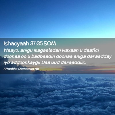 Picture 02 - Ishacyaah 37:35 SOM - Waayo, anigu magaaladan waxaan u daafici doonaa - Bible Verse Picture