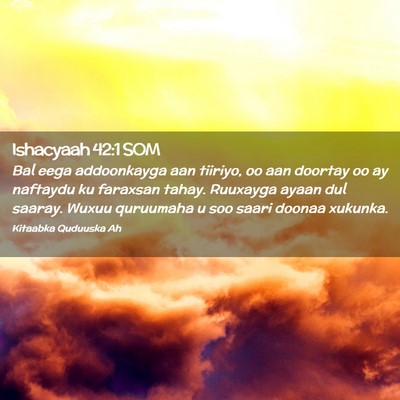 Picture 02 - Ishacyaah 42:1 SOM - Bal eega addoonkayga aan tiiriyo, oo aan doortay - Bible Verse Picture