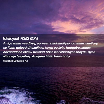 Picture 02 - Ishacyaah 43:12 SOM - Anigu waan naadiyey, oo waan badbaadiyey, oo waan - Bible Verse Picture
