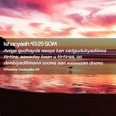Picture 02 - Ishacyaah 43:25 SOM - Aniga qudhayda weeye kan xadgudubyadiinna - Bible Verse Picture