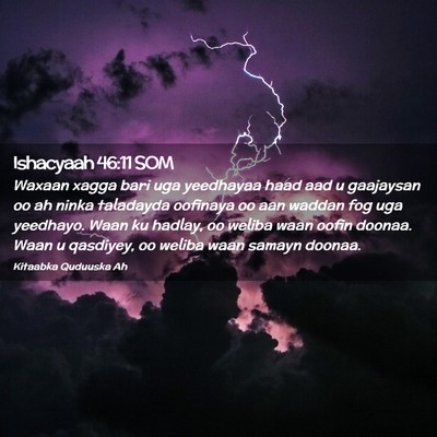 Picture 02 - Ishacyaah 46:11 SOM - Waxaan xagga bari uga yeedhayaa haad aad u - Bible Verse Picture