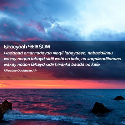 Picture 02 - Ishacyaah 48:18 SOM - Haddaad amarradayda maqli lahaydeen, nabaddiinnu - Bible Verse Picture