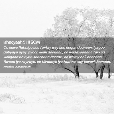 Picture 02 - Ishacyaah 51:11 SOM - Oo kuwa Rabbigu soo furtay way soo noqon doonaan, - Bible Verse Picture