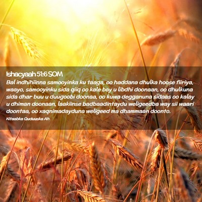 Picture 02 - Ishacyaah 51:6 SOM - Bal indhihiinna samooyinka ku taaga, oo haddana - Bible Verse Picture